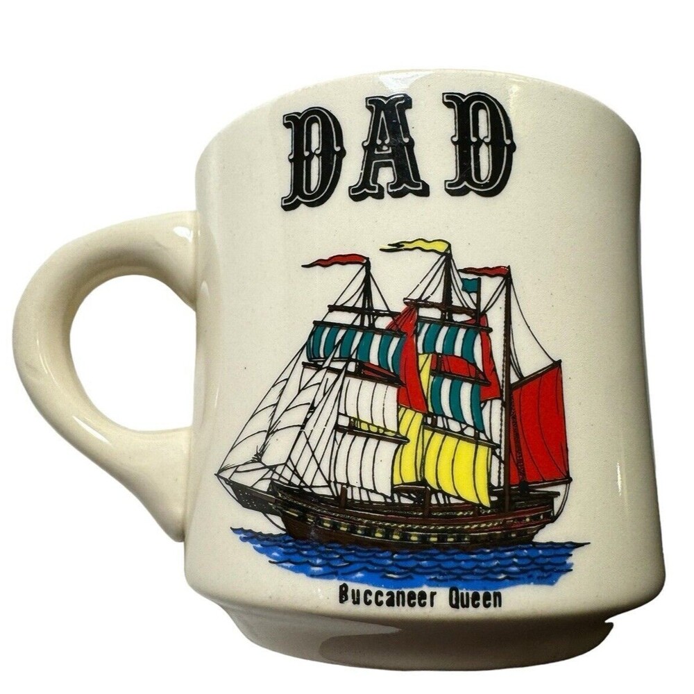 Nice MINTY Vintage DAD Nautical Buccaneer Queen Pirate Ship Coffee Mug RARE